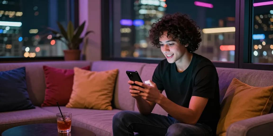 Engaging in nsfw ai chat in a modern urban lounge setting