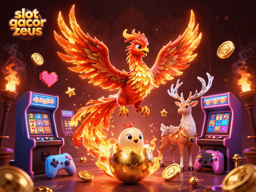 Experience the slot gacor zeus excitement with a dazzling 3D phoenix and rich casino elements.