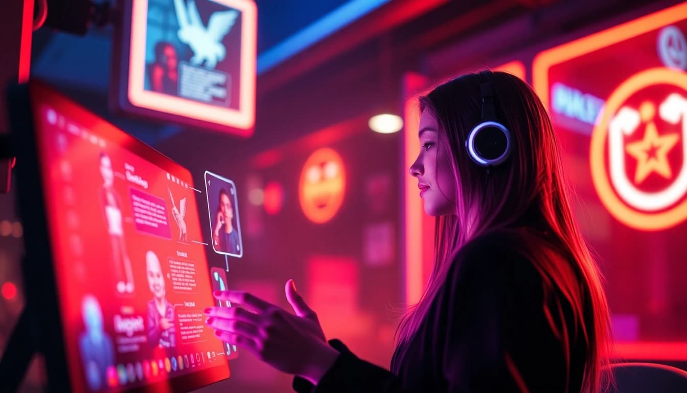 A vibrant NSFW AI chatbot interface showcasing interactive playfulness and modern design.