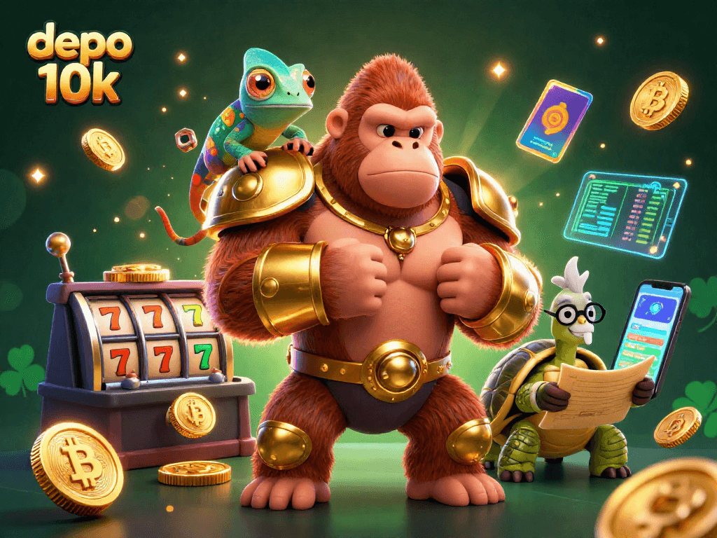 Engage with depo 10k strategies in a vibrant casino-themed scene showcasing winning elements.