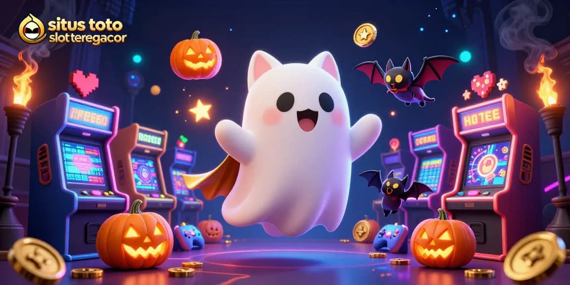 Engage with exciting gaming adventures at situs toto slot tergacor featuring ghost cat and vibrant casino elements.