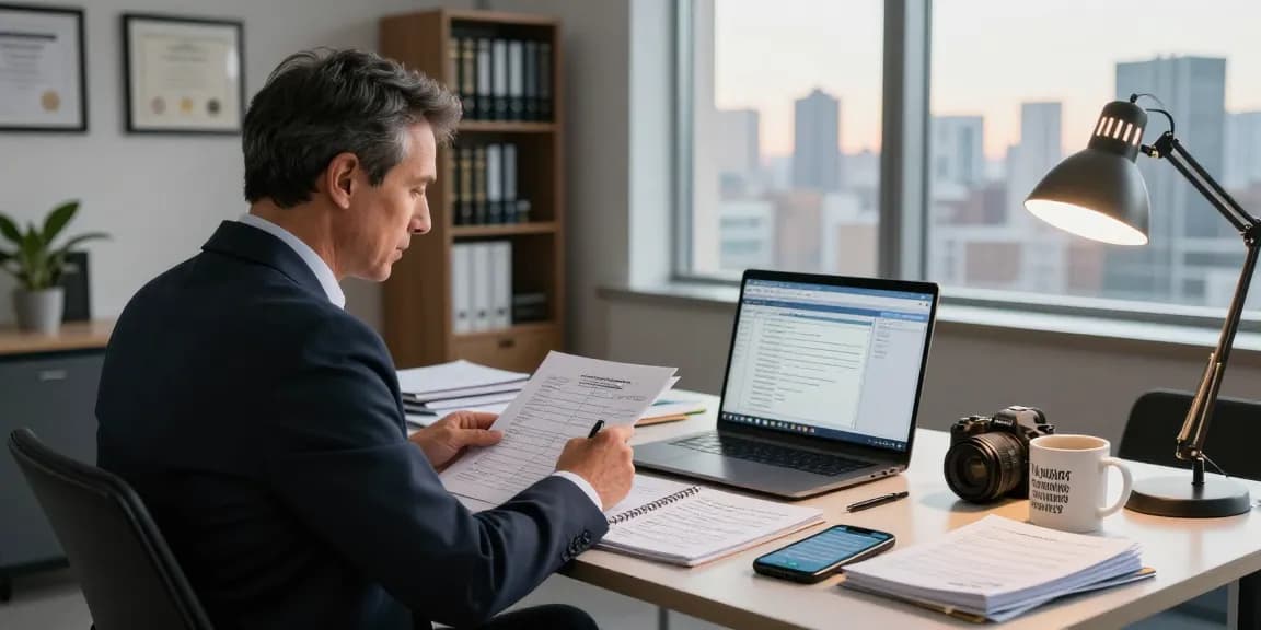 Analyzing asset tracing data in a professional office setting with financial documents and software tools