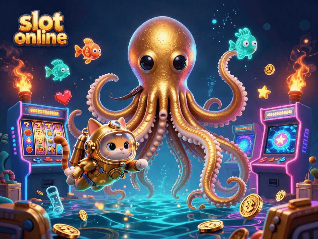 Spin the reels in this vibrant slot online adventure with kraken and diving cat!