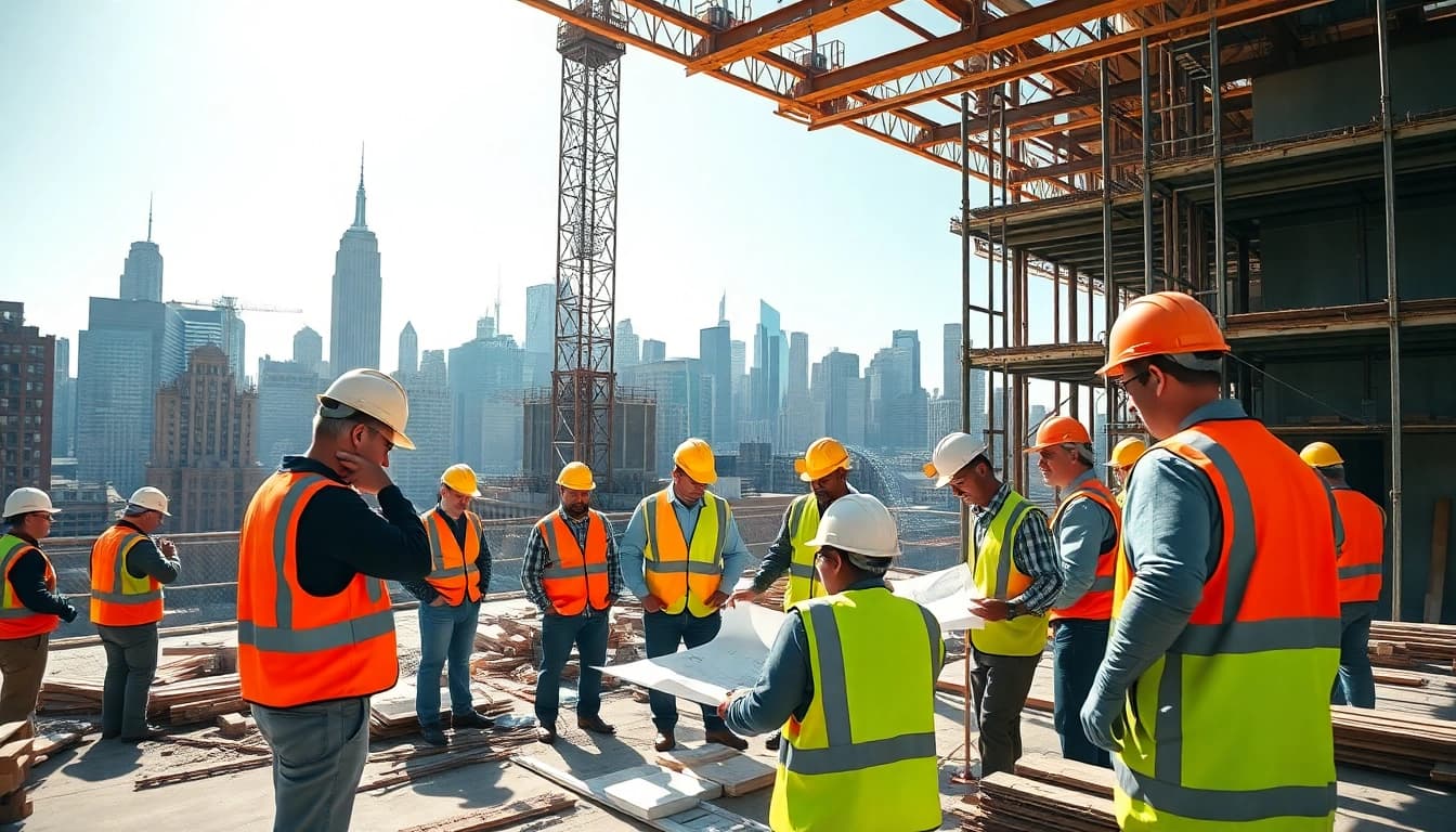 Skilled team of New York Commercial General Contractor professionals collaborating on a renovation project.