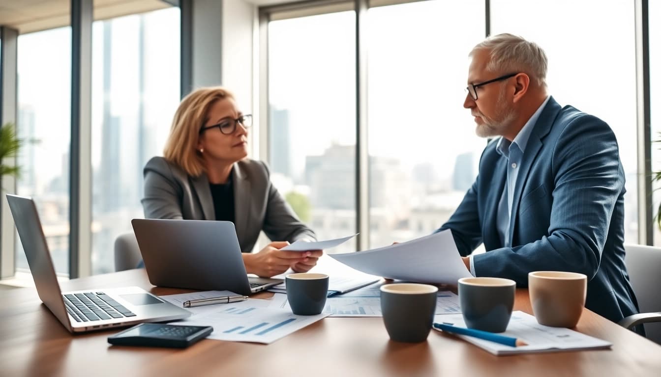 Engaging retirement planning for business owners San Antonio session between a financial planner and a client.