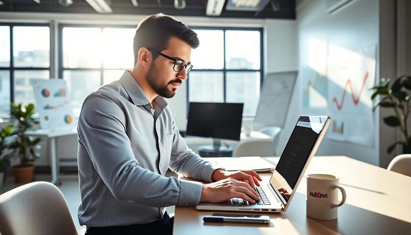 Utilizing hubspot free tools to enhance digital marketing strategies in a dynamic workspace.