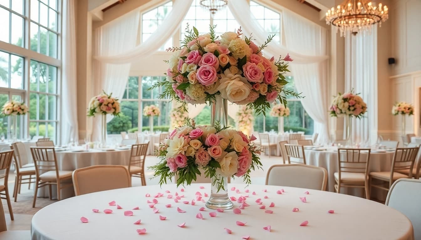 Stunning Wedding Event Space Jacksonville set with floral decor and natural light.