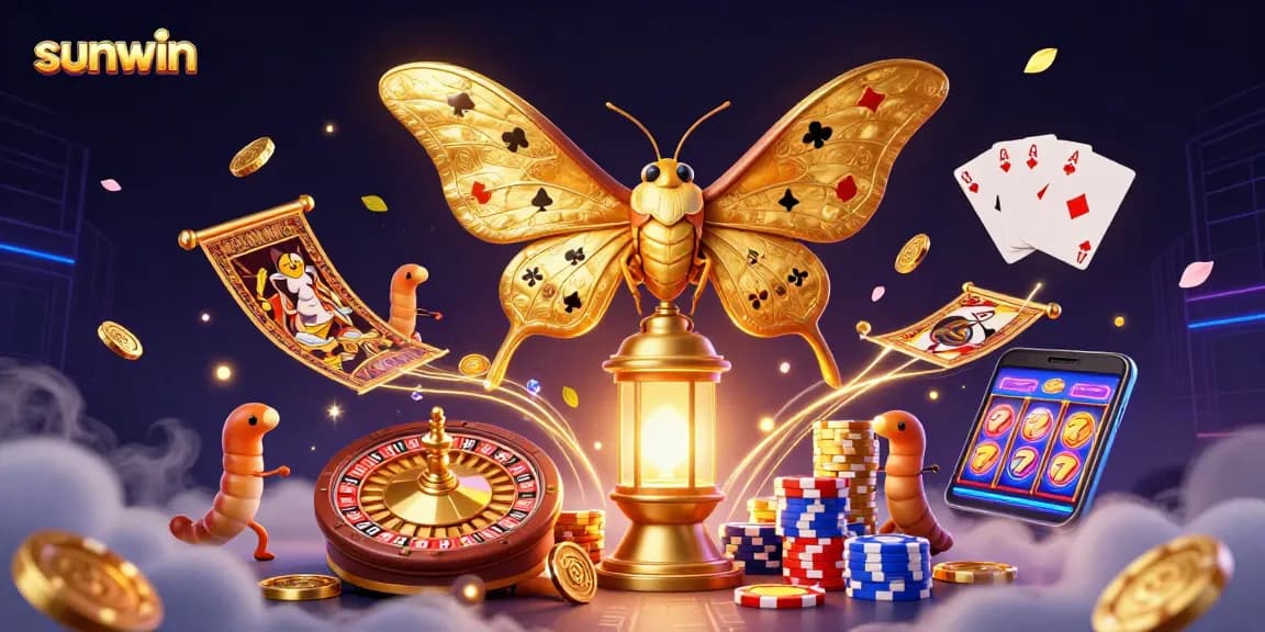 Experience the vibrant world of sunwin with animated characters and casino elements in a dazzling scene.