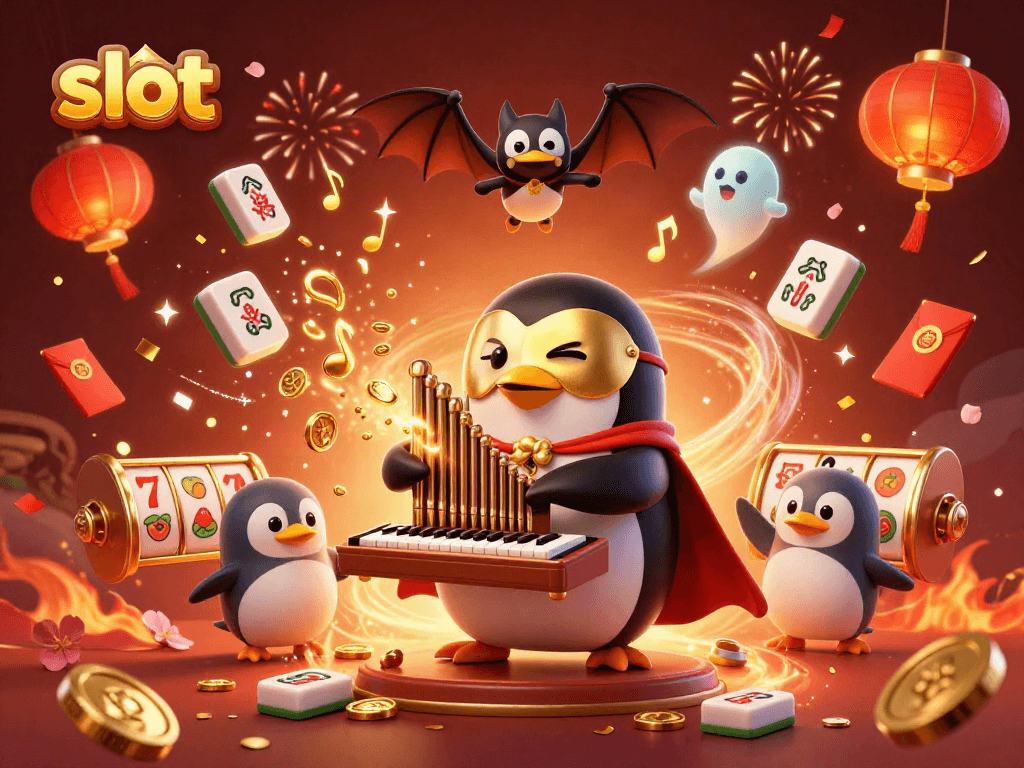 Experience captivating slot gameplay with a 3D penguin and dynamic casino elements.