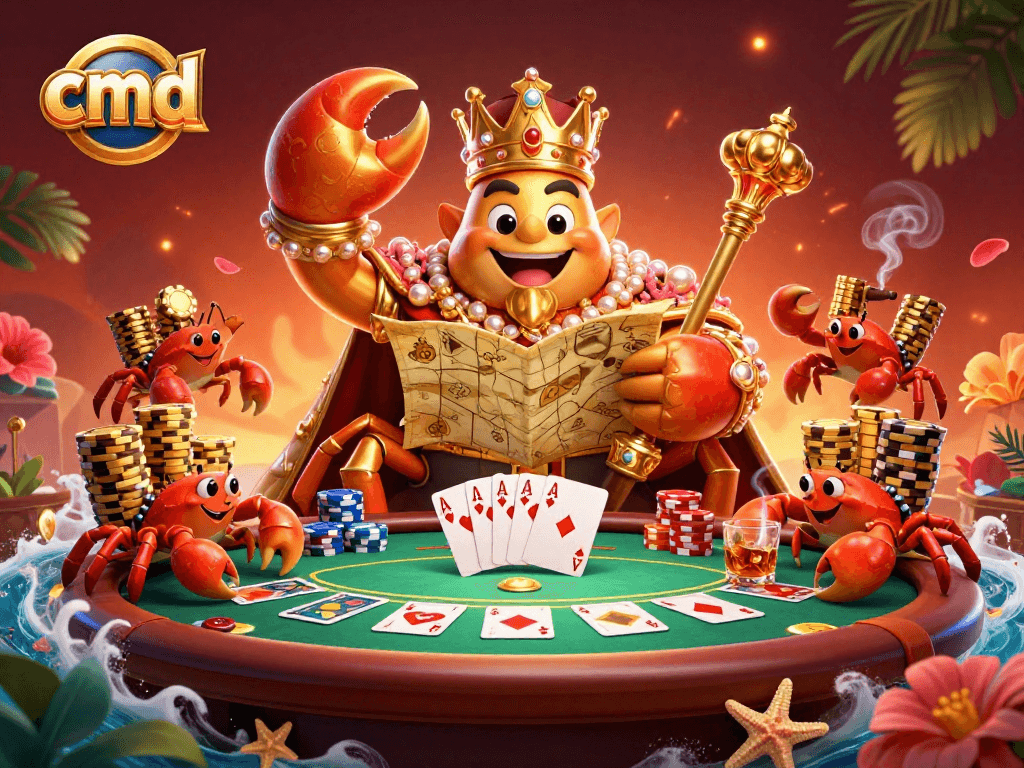cmd captures the exciting vibe of a lavish poker kingdom ruled by a golden crab emperor.