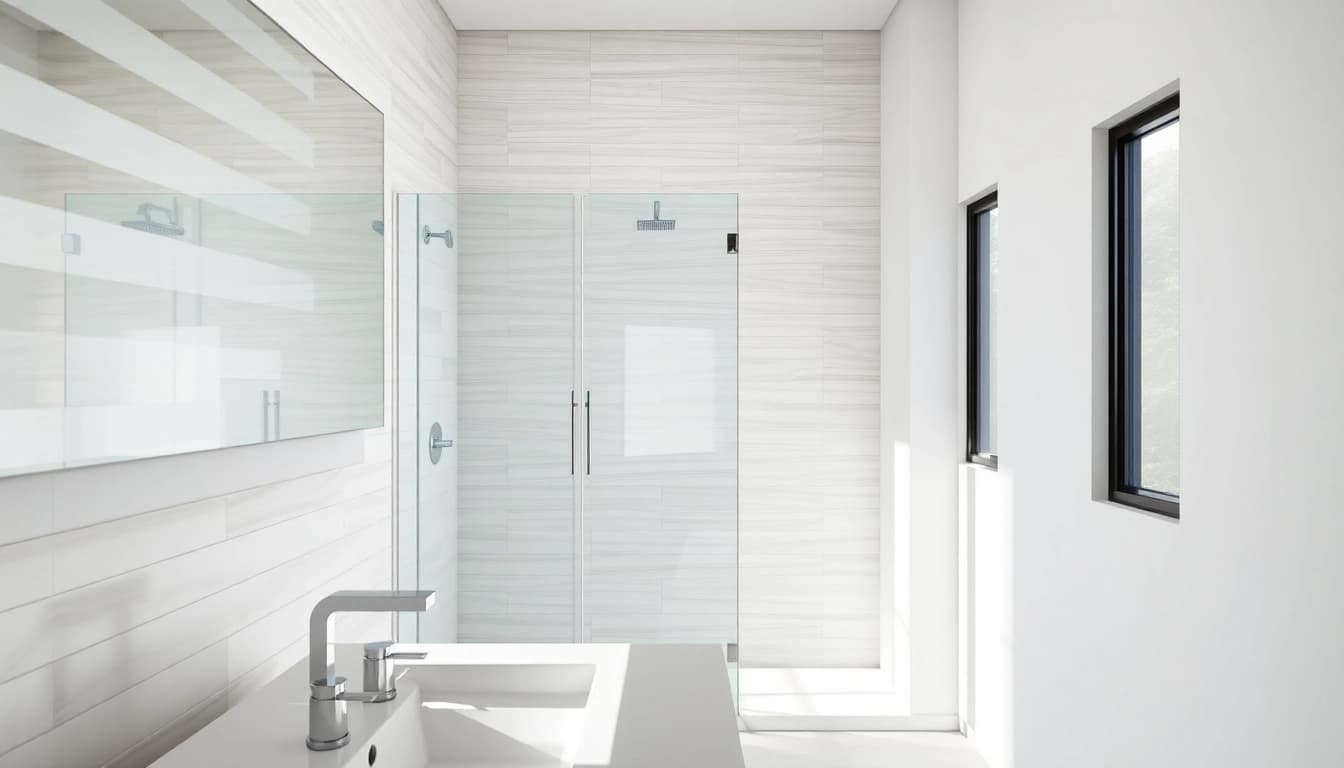 Admire les détails de la paroi de douche sirhona, élégante et moderne, dans un intérieur lumineux.