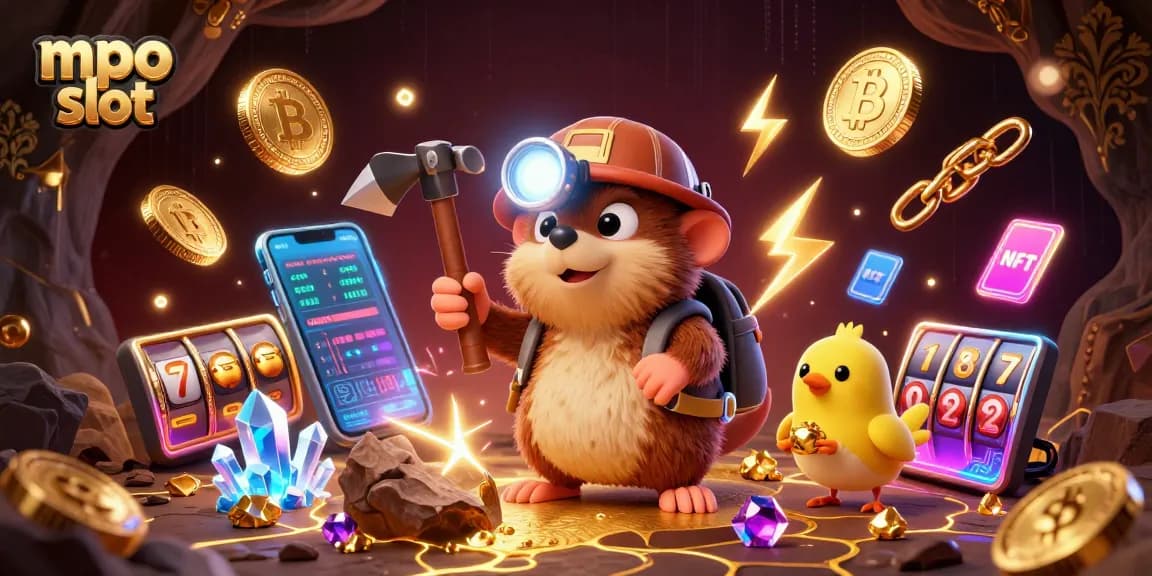 Spin to win at mpo slot with treasure hunter mole and vibrant gambling elements.