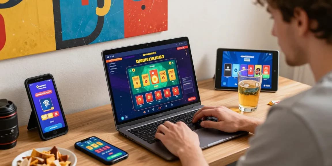 Player enjoying games at credit card casinos at brcs.co.uk with laptop and snacks.