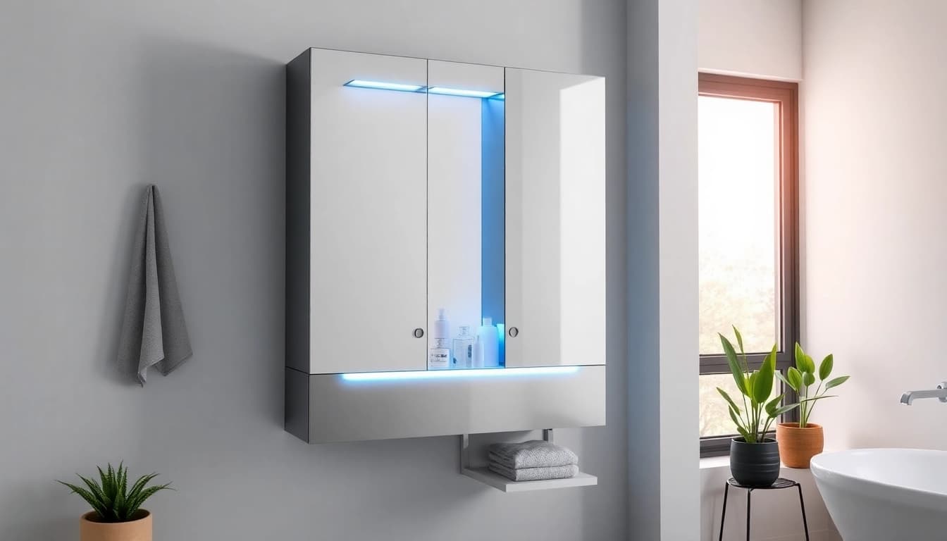 Präsentieren Sie den sonni Spiegelschrank in einem modernen Badezimmer mit stilvollem, ambientem Licht.