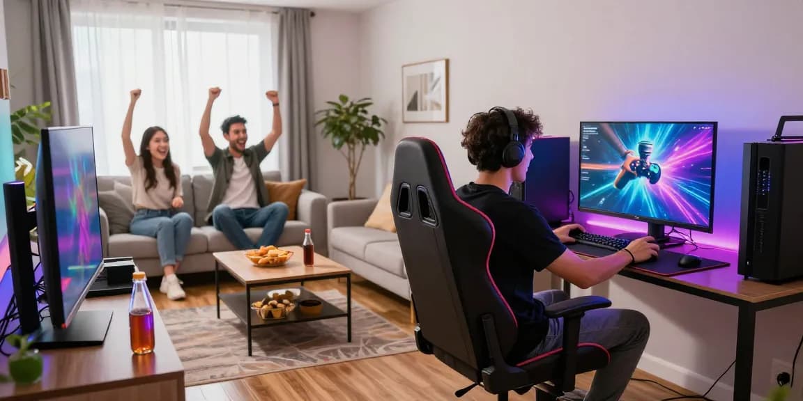 Pengalaman gaming di rumah dengan metode QRIS di https://www.soilwindowtreatments.com/accessibility, gamer bersemangat bermain game.