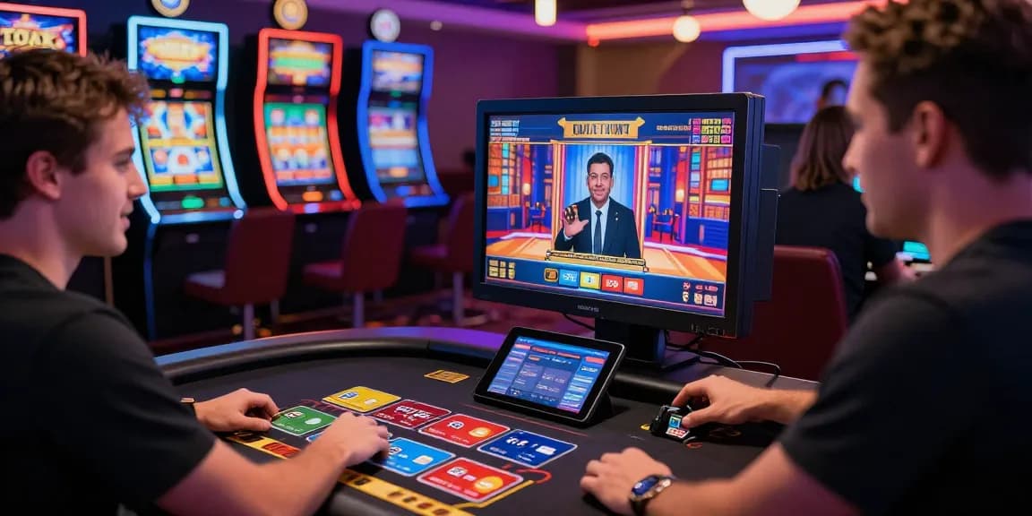 Engaging scene of a player at credit card casinos UK on https://aisa.org.uk with vibrant slot machines and live dealer interaction.