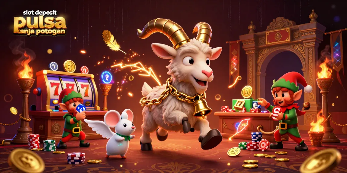Menangkan slot deposit pulsa tanpa potongan dengan permainan slot menarik dan bertema kasino dalam ilustrasi dinamis.