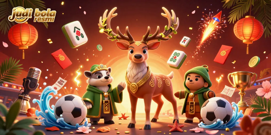 Engage in judi bola resmi with a dynamic sports betting scene featuring iconic elements and vibrant characters.