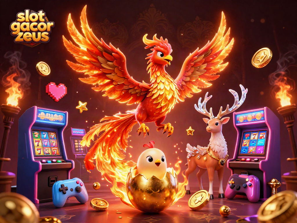 Experience the slot gacor zeus excitement with a dazzling 3D phoenix and rich casino elements.