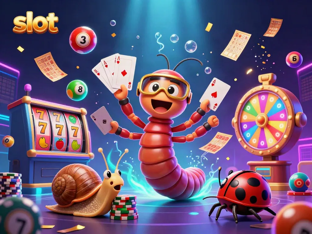 Experience the thrill of slot games with a vibrant casino illustration filled with action and excitement.