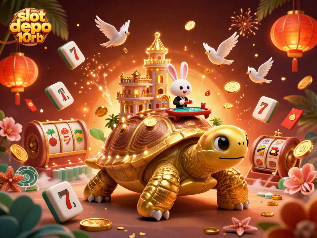 Play exciting games at slot depo 10rb with our vibrant 3D casino scene showcasing thrilling action.