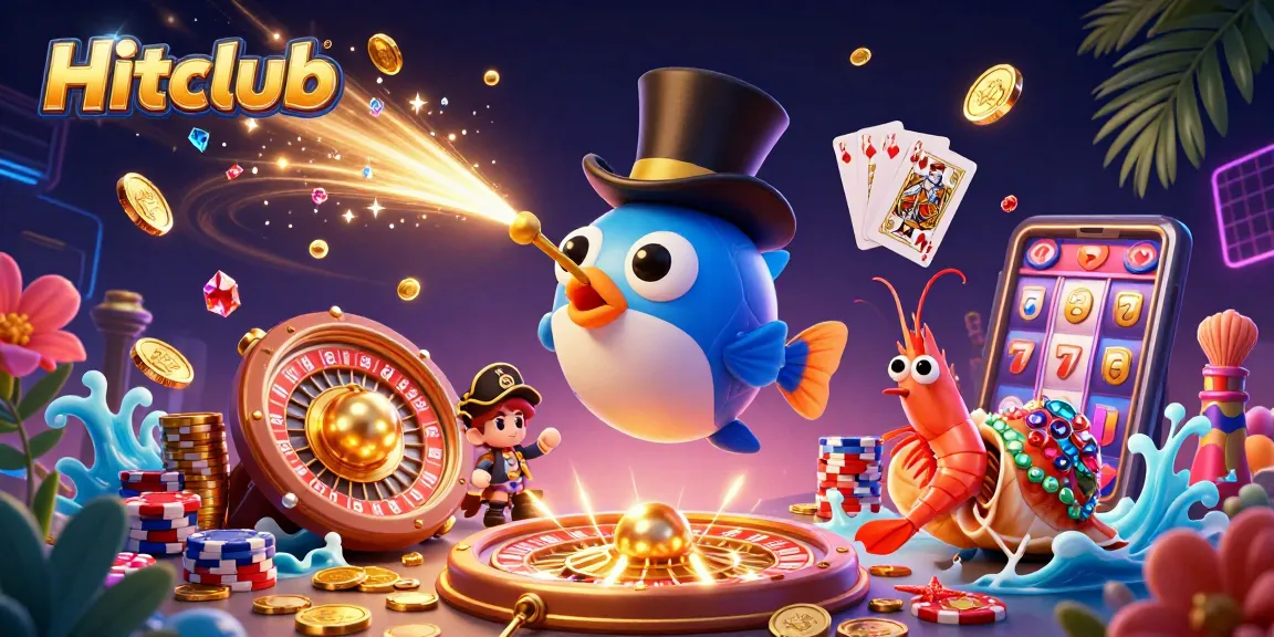 Hitclub ignites excitement with deep-sea characters amidst golden coins and casino elements.