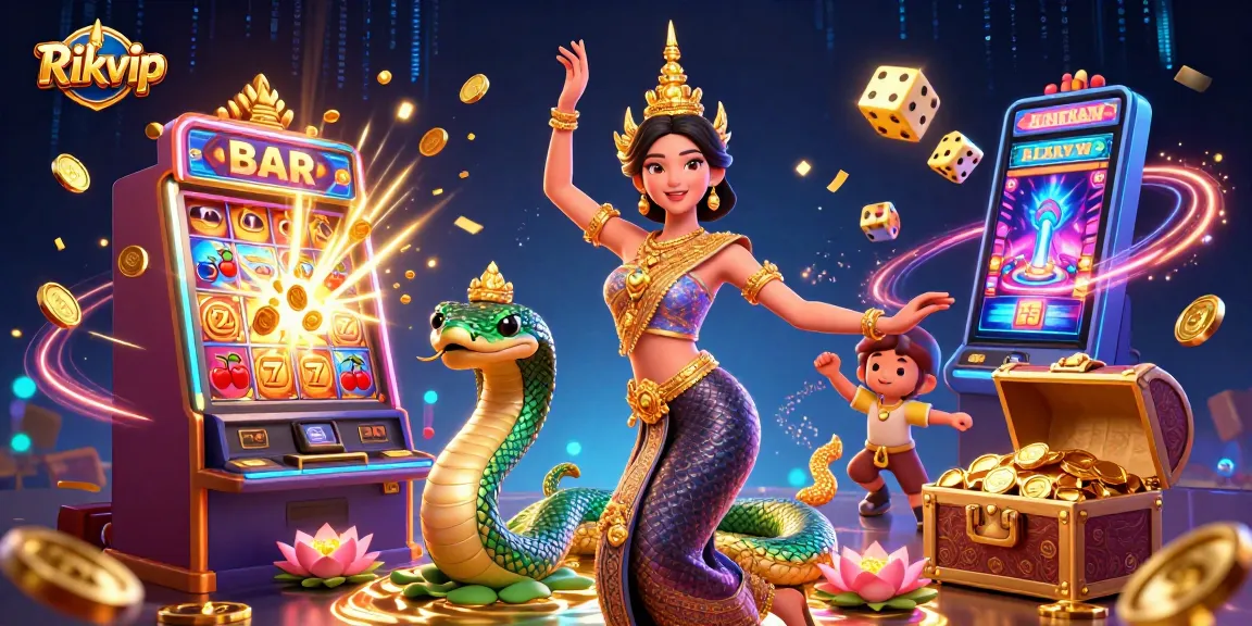 Experience thrilling jackpots at Rikvip's vibrant online casino with colorful slot machines.