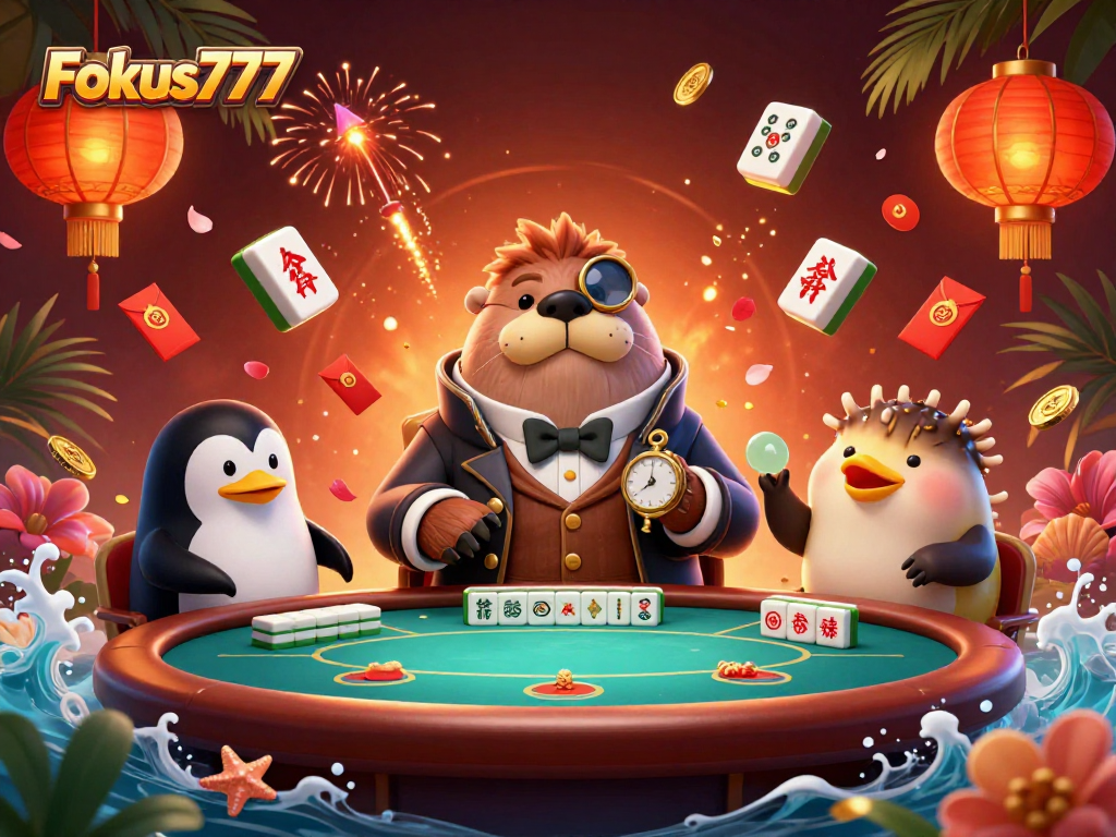 Experience thrilling poker action with Fokus777, featuring a walrus in a Victorian outfit.