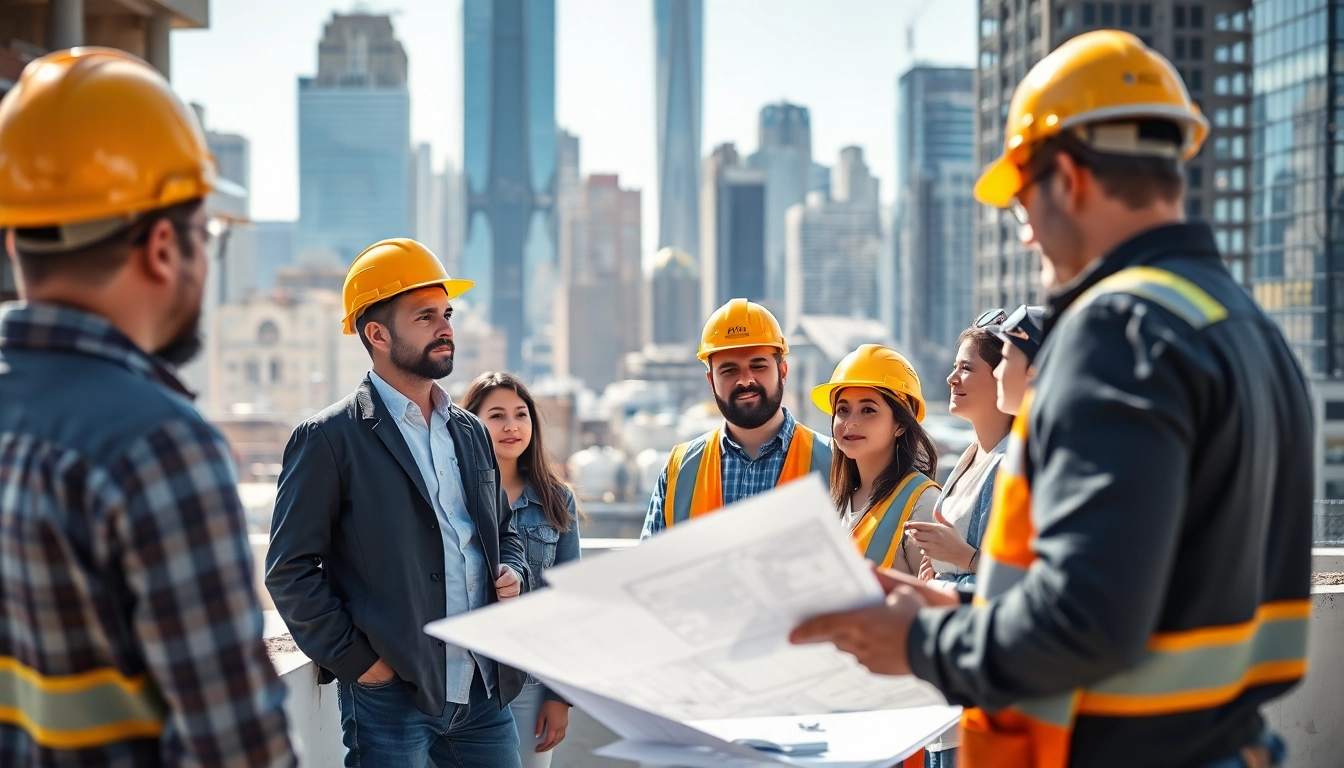 New York General Contractor supervising a construction project in a bustling urban environment.