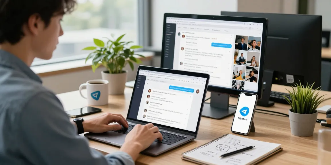 Engaged professional using 纸飞机中文版 in a bright workspace, highlighting modern communication.