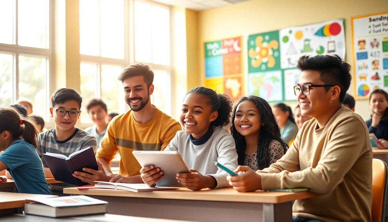 Education classroom fostering collaboration among diverse students, emphasizing innovative learning.