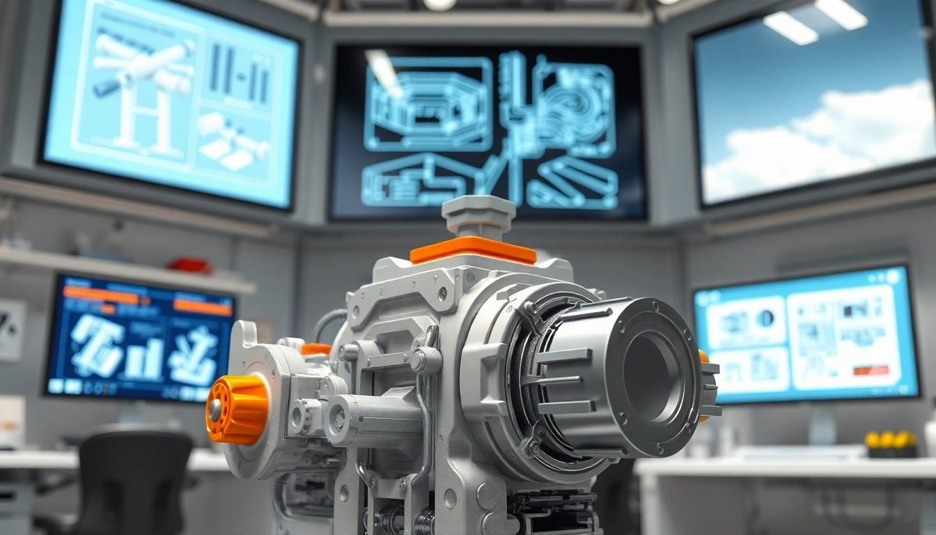 Technische Animation zeigt eine komplexe technische Entwicklung in einem modernen Labor.