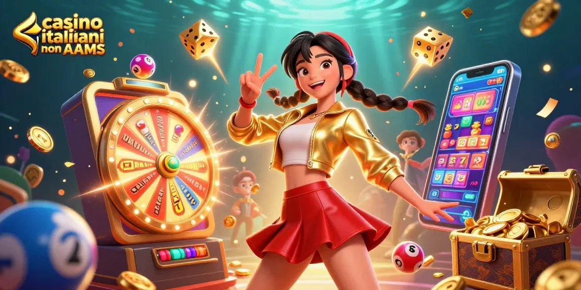 Scopri l'emozione con i casino italiani non AAMS in una vivace scena di casino 3D.