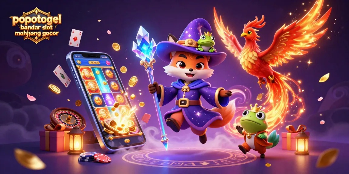 Engage with popotogel bandar slot mahjong gacor experience featuring a mystical wizard and phoenix surrounded by vivid gambling elements.
