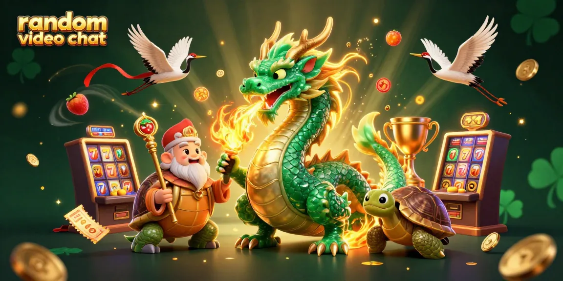 Experience thrilling random video chat with vibrant gaming elements, including slots and lucky symbols.