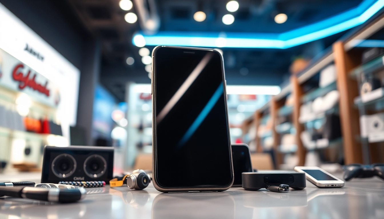 Phonelocker mit modernem Design, präsentiert in einem eleganten Tech-Geschäft.