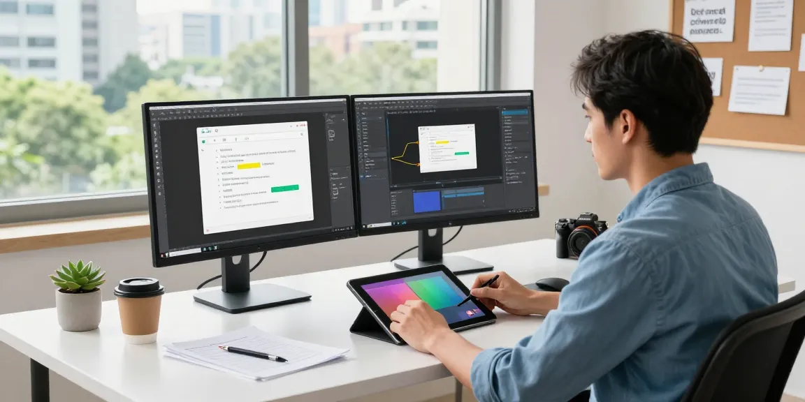 Developer using Snipaste to annotate software interface in a modern workspace.