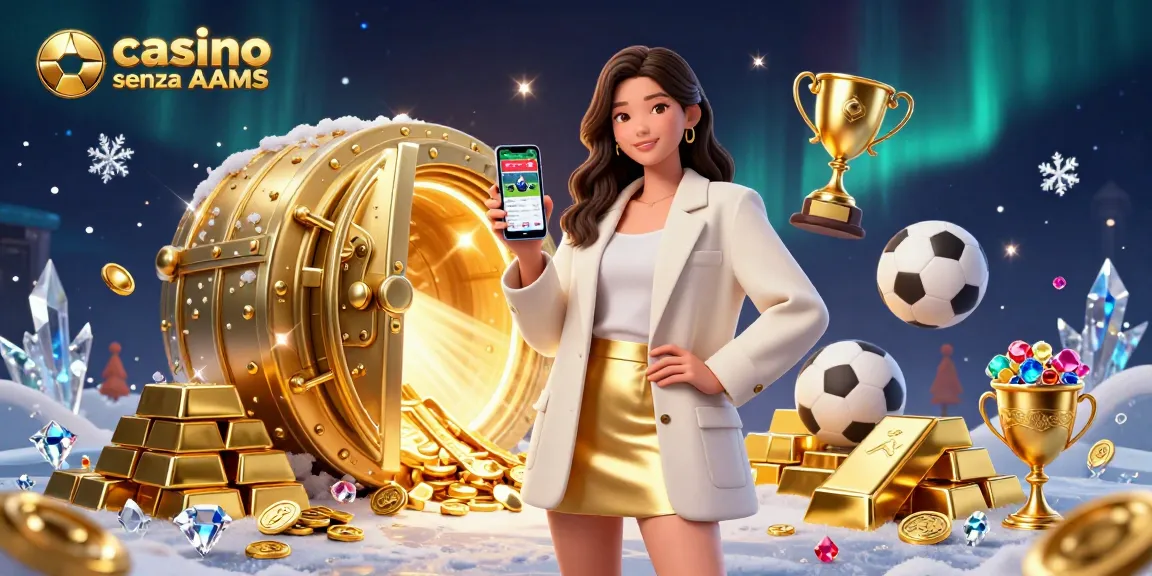 Interagisci con le piattaforme di casino senza AAMS attraverso un'illustrazione di gioco vivace, che mostra l'emozione delle scommesse sportive.