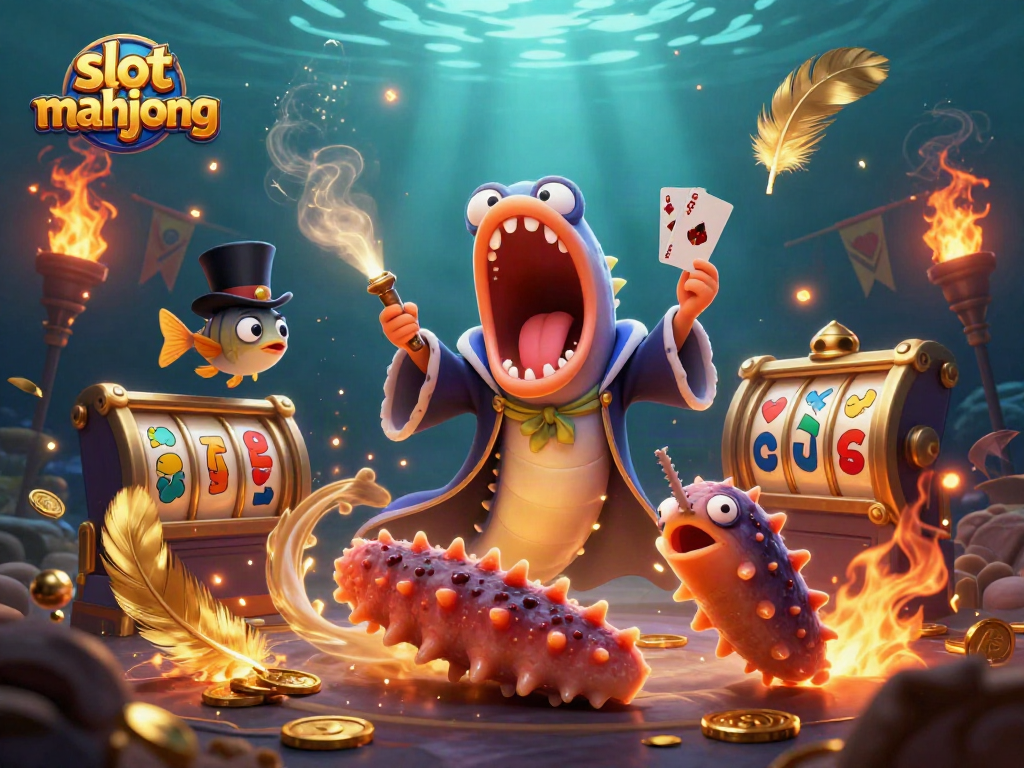 Experience the thrill of slot mahjong with a vibrant 3D illustration featuring magical underwater characters.