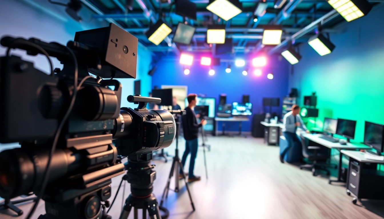 Captivating scene of edmonton production companies at work with advanced video production equipment.