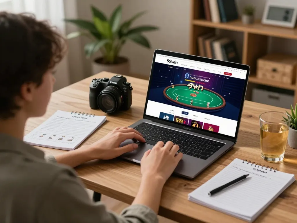 Engaging gameplay on 99win casino website, showcasing online poker action at a modern home setup.