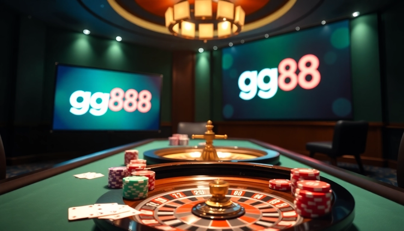 Experience the thrill of casino games at gg88 with a vibrant table scene.