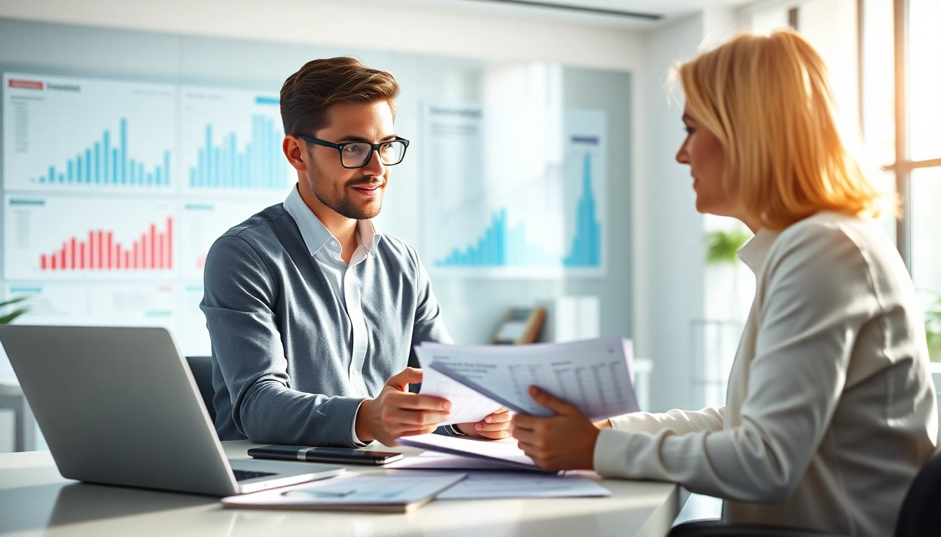 Discover life insurance options with a professional agent in a modern office environment.