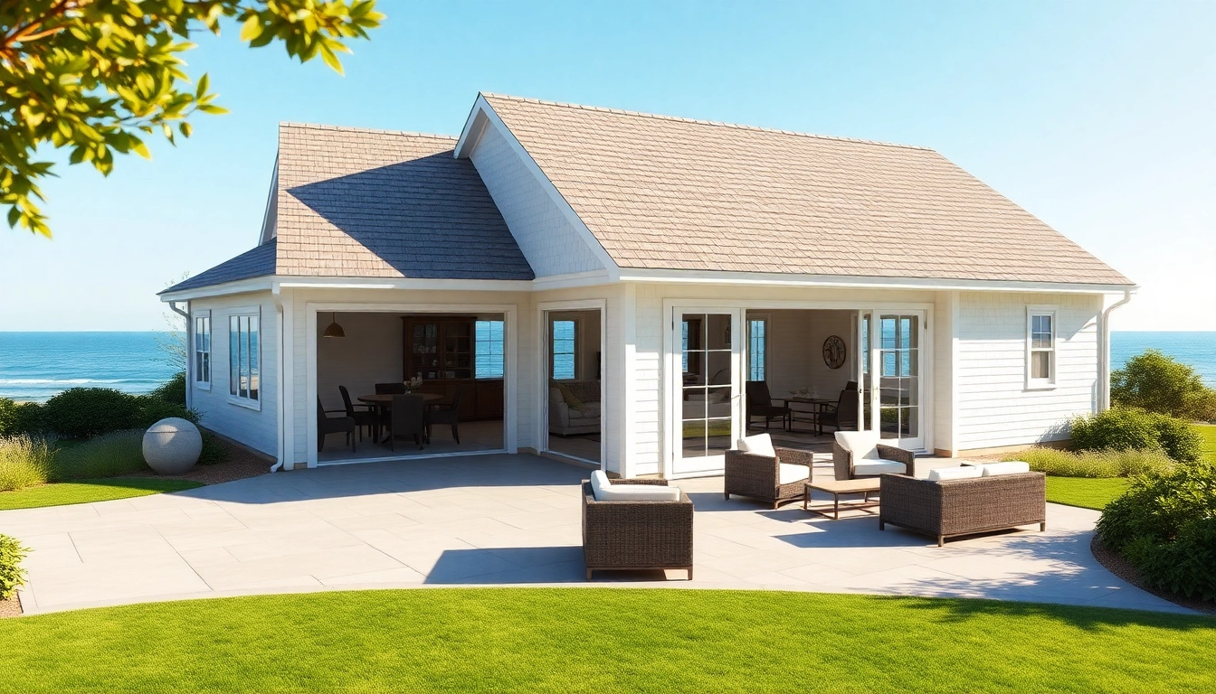 Bright Cape Cod home addition featuring a spacious living area and garage.