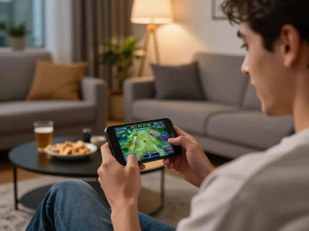 Engaging in online casinos in Canada reddit sports betting from home with smartphone and snacks.