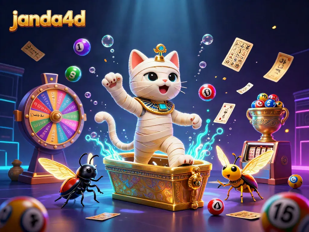Genggam kemenangan jackpot togel di janda4d dengan mumi kucing kuno dan efek permainan yang menarik.