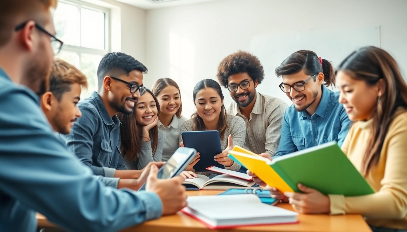 Enhance Education through collaborative learning in a vibrant classroom with diverse students.