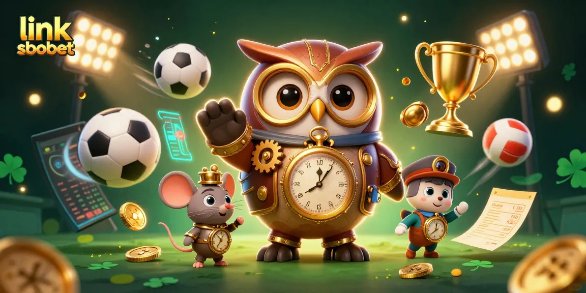 Engage in thrilling sports betting with link sbobet, featuring dynamic illustrations of owl and mouse.