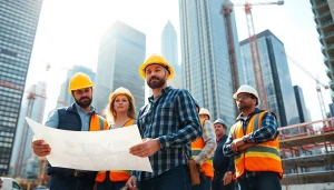 Skilled New York City General Contractor team engaged in a high-rise construction project.