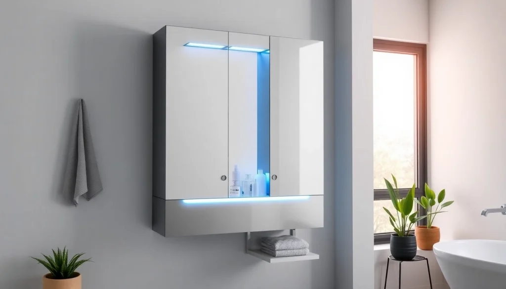 Präsentieren Sie den sonni Spiegelschrank in einem modernen Badezimmer mit stilvollem, ambientem Licht.